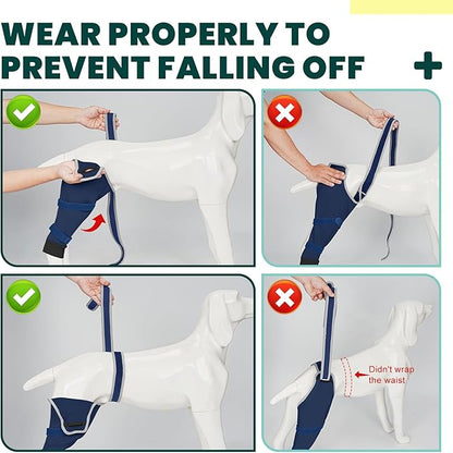 Dog Rear Leg Sleeve to Prevent Licking - Comfortable Recovery Sleeve for Back Hind Leg, Wound Recovery After Surgery for Torn ACL/CCL TPLO, with Extra Plastic Wear Strap, Cone Alternative (Deep Blue)