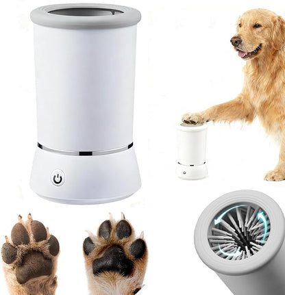 Automatic Dog Paw Cleaner Cup, Electric Dog Paw Washer with Soft Silicone Bristles, USB Rechargeable, 2-Speed Rotation, Easy Clean Paw Wash for Dogs (White)