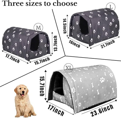 Fhiny Stray Cats Shelter, Waterproof Outdoor Cat House Foldable Warm Pet Cave for Winter Wild Animal Tent Bed Anti-Slip Kitten Cave for Feral Cat Dog Puppy Weatherproof Grey