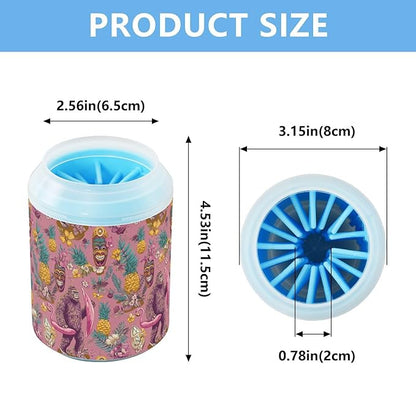 Dog Paw Cleaner Cups for Dogs Pets Foot Washer Paw Scrubber for Medium Small Cats Dogs Cleaning Cup Pink Tropical Pineapple Animal Flamingo Palm Leaves