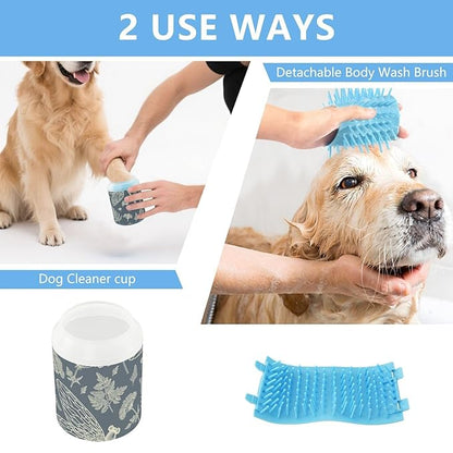 Dog Paw Cleaner Cups for Dogs Pet Foot Washer Paw Scrubber for Medium Small Dogs Cats Cleaning Cup Nature Dragonfly Gray