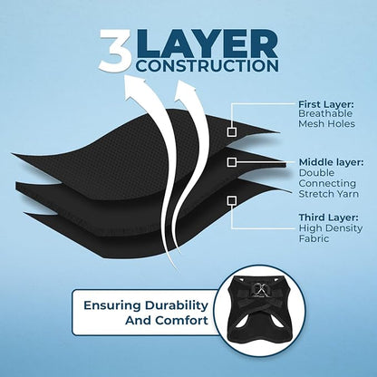 Voyager Step-in Air All Weather Mesh Harness and Reflective Dog 5 ft Leash Combo with Neoprene Handle, for Small, Medium and Large Breed Puppies by Best Pet Supplies - Set (Black), S