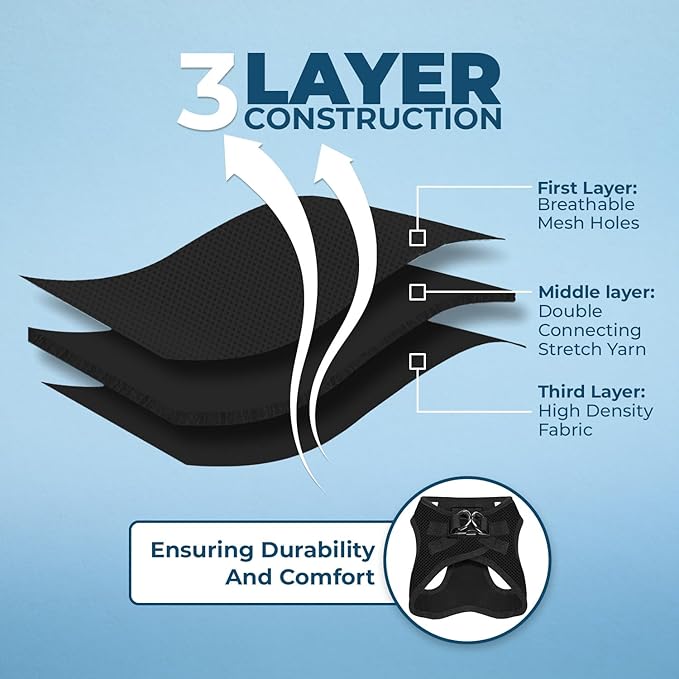 Voyager Step-in Air All Weather Mesh Harness and Reflective Dog 5 ft Leash Combo with Neoprene Handle, for Small, Medium and Large Breed Puppies by Best Pet Supplies - Set (Black), XS