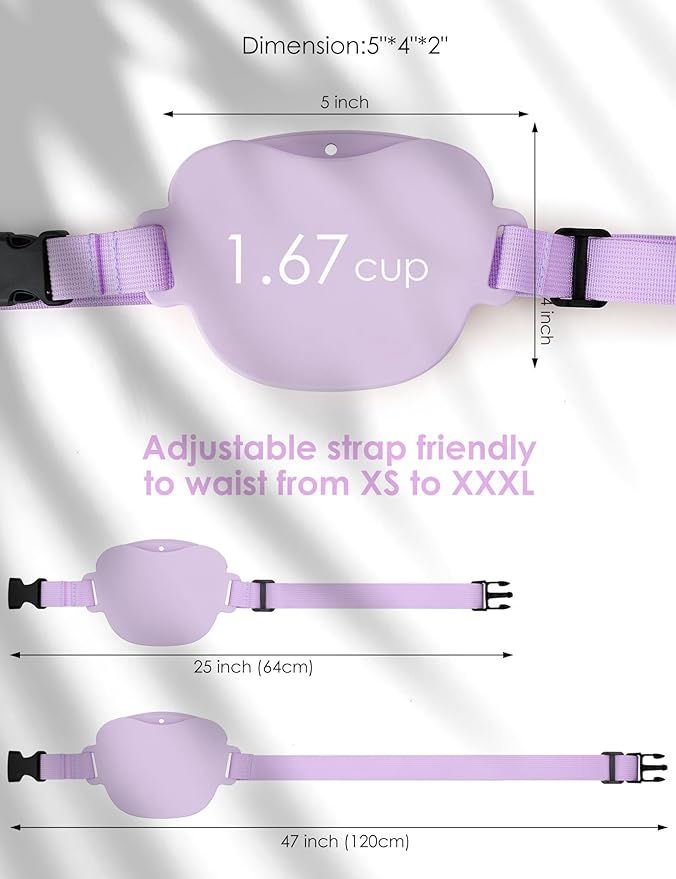 Dog Treat Pouch with Training Clicker, Upgrade Stronger Magnetic Closure to Avoid Spilling, 1.67 Cup Silicone Treat Bag Fanny Pack with Waist Belt for Pet Training Walking (Violet)