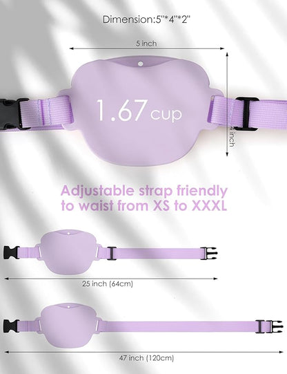Dog Treat Pouch with Training Clicker, Upgrade Stronger Magnetic Closure to Avoid Spilling, 1.67 Cup Silicone Treat Bag Fanny Pack with Waist Belt for Pet Training Walking (Violet)