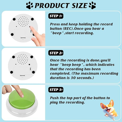 10 Color Voice Recording Buttons for Dogs Dog Training Communication Buttons with 30 Sec Record and Playback,Pet Training Buzzer for Puppy Cats, Funny Gift for Study Office Home Pet Lovers (10 Pack)