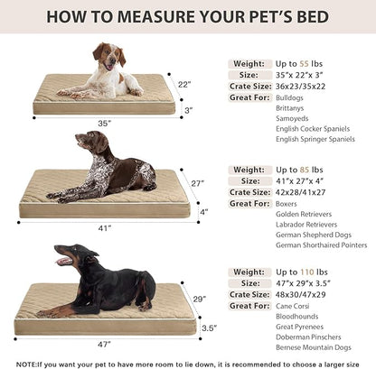 WNPETHOME Orthopedic XL Dog Bed for Crate, Waterproof Extra Large Dogs Bed with Removable Washable Cover, Multi-Needle Quilting Dogs Crate Bed