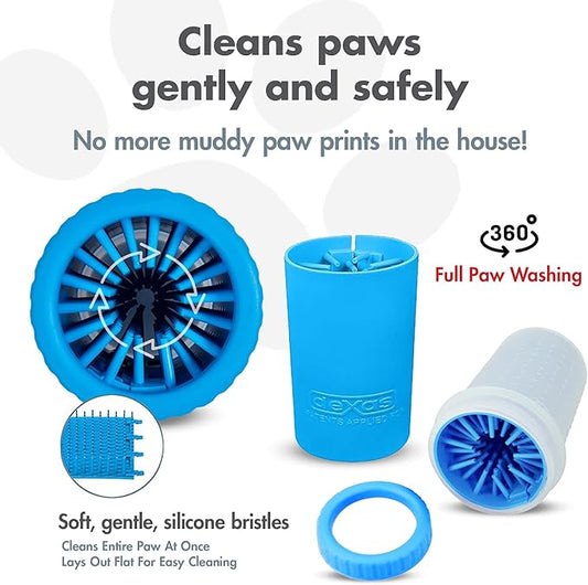 Dexas MudBuster Portable Dog Paw Washer/Paw Cleaner, Medium, Pro Blue