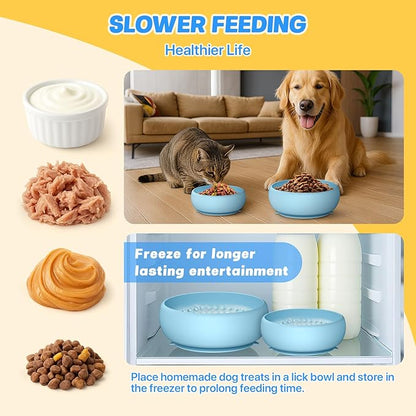Pawinner 2 Pack Dog Lick Bowl, Freeze Lick Mat for Dogs, Non-Slip Slow Feeder Licking Bowl with Suction Cups, Food Grade Silicone, Enrichment Puzzle Feeder for Distraction