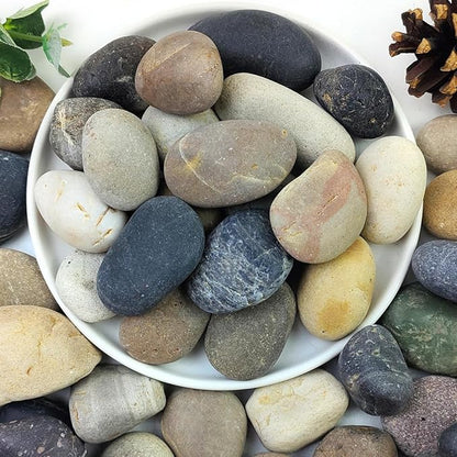 YISZM 20lbs Natural River Rocks, 1"-2" Premium Pebbles for Garden and Landscape Design, Hand-Picked Smooth Stones for Fish Tank, Flower Pots, Indoor Water Fountains, Pathways, Backyard