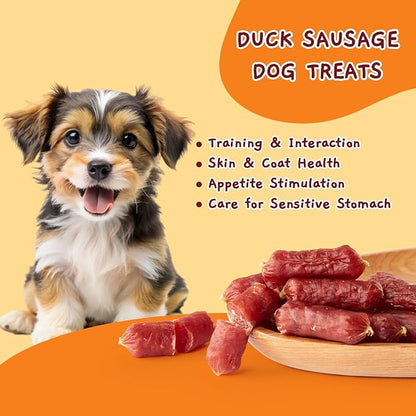 Jungle Calling Grain-Free Duck Sausage Dog Treats, Single Ingredient Duck Jerky, Soft & Chewy Training Treats for Small & Medium Dogs, 10.6 oz (Pack of 2)