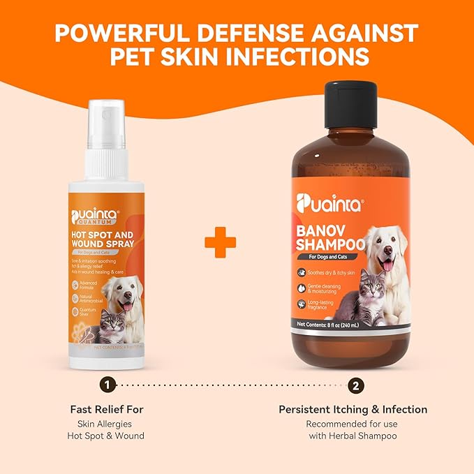 Hot Spot Spray for Dogs, Upgraded Quantum Silver Skin Spray for Dogs, Itch Relief and Hot Spot Treatment for Dogs, Supports Skin Infections and Irritations for All Animals, 8oz