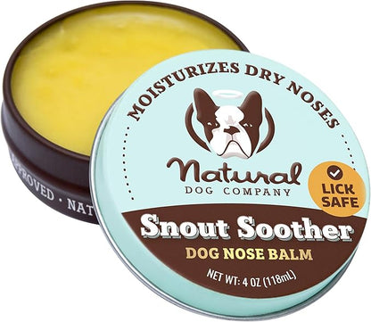 Natural Dog Company Snout Soother Balm – Dog Nose Balm for Dry Cracked Snouts, Moisturizing Winter Nose Care with Coconut Oil & Shea Butter, Lick Safe Dog Snout Balm for All Breeds, 4 oz Tin