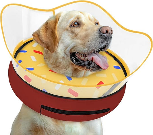 Elevated Inflatable Dog Cone Collar Alternative After Surgery, Dog Donut Collar, Soft Pet Cone to Stop Licking for Small Medium Large Dogs