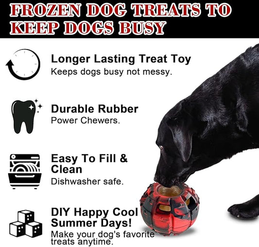 Yipetor Dog Toy, Frozen Dog Treats to Keep Dogs Busy, Interactive Treat Dispensing Dog Toy Puzzle, Interactive Chew Toys for Dog Power Chewer, Durable Rubber-Easy to Clean-Holds Kibble - Large