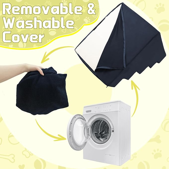 Niubya Dog Stairs for Small Dog and Cats,23”H Non-Slip Bottom Pet Steps for High Beds and Couch,High-Density Foam Pet Stairs Navy,5 Steps