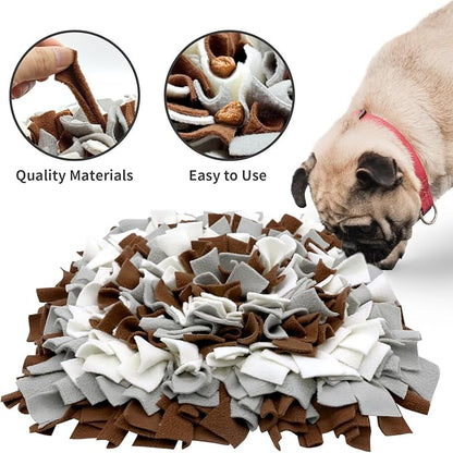 LIVEKEY Pet Snuffle Mat for Dogs, Dog Feeding Mat, Nosework Training Mats for Foraging Instinct Interactive Puzzle Toys (Brown&Gray&White)