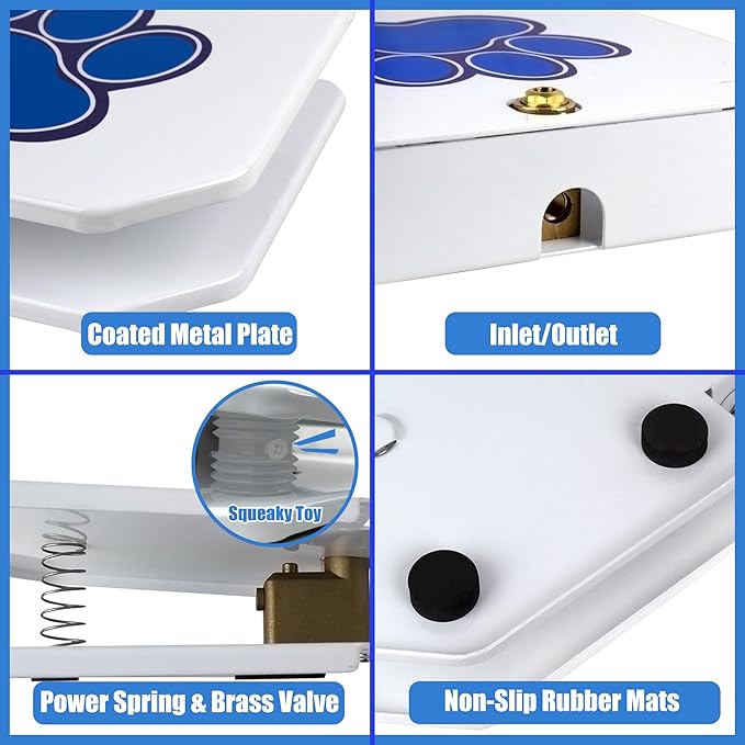 BACOENG Dog Water Fountain Step On, Outdoor Pet Sprinkler for Dogs, Paw Activated Drinking Water Toy, Upgrade Copper Valve Set, Blue