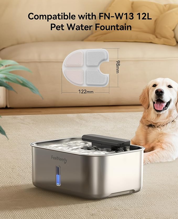 FEELNEEDY 6 Packs Dog Water Fountain Filters & 6 Packs Pump Filters Sponges Replacement, Pet Water Fountain Filter for 3Gal/12L Dog Water Dispenser (FN-W13)