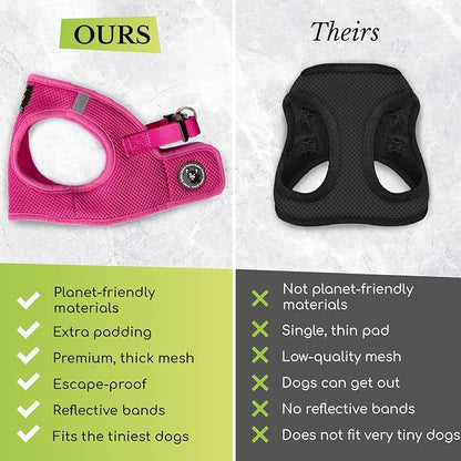 EcoBark Dog Harness - Teacup Dog Harnesses for XXS, XS, and Small Dogs - Step in Mesh Mini Body Halter - Puppy to Senior Dogs - Toy Breed Dog Harness Vest Under 5 pounds lbs (XXXS, Bright Blue)