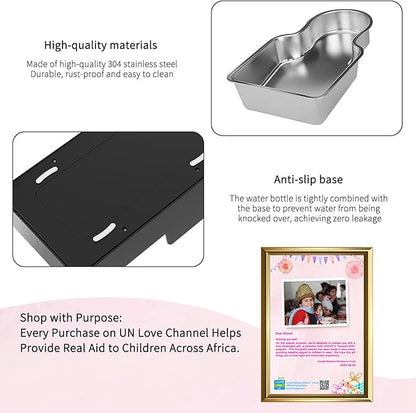 RIZZARI Stainless Steel Dog Dispenser: 7.5L Large Capacity Gravity Waterer - Clear Tank Water Level View -No Mess Keeps Floors Dry- No Power Needed - for Medium Dogs - Kitchen Corner/Crate Area