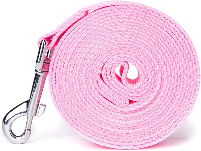 10 ft Strong Durable Nylon Dog Training Leash, Traction Rope, 1 Inch Wide, for Small and Medium Dog (Pink, 10 Feet)
