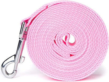10 ft Strong Durable Nylon Dog Training Leash, Traction Rope, 1 Inch Wide, for Small and Medium Dog (Pink, 10 Feet)