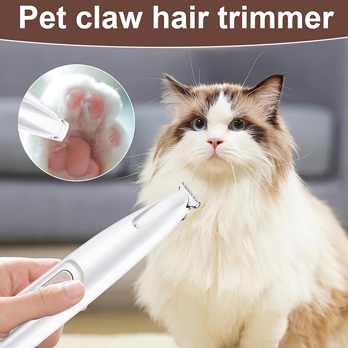 Dog Paw Trimmer with LED Light,Rechargeable Waterproof Trimmer for Dogs,18 mm Widen Blade,35dB Safety Low Noise Pet Hair Clippers for Paws Eyes Ears Face Rump