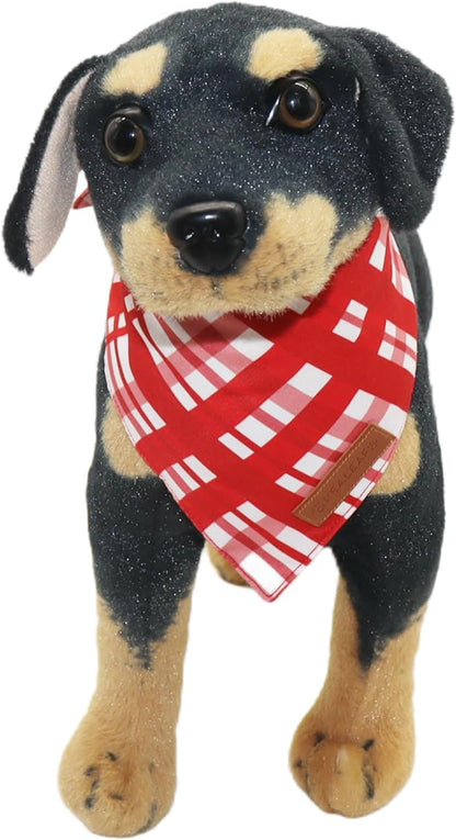 Realeaf Valentine's Day Dog Bandanas 2 Pack, Reversible Red Plaid Heart Dog Scarf for Boy and Girl, Premium Durable Fabric, Holiday Love Bandana for Large and Extra Large Dogs Pets (Large)