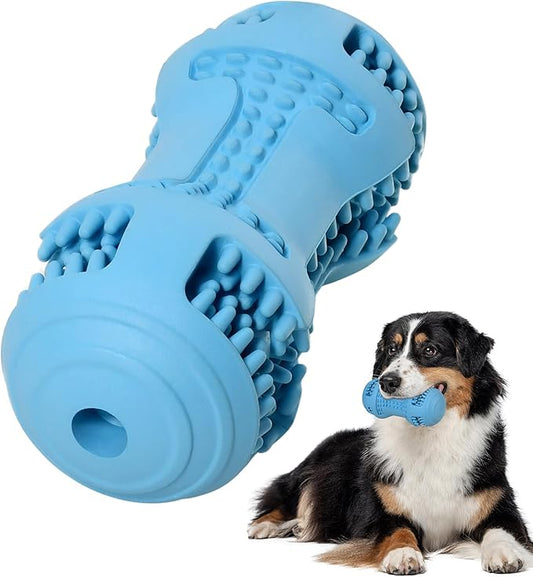 Durable Dog Chew Toy for Teeth Cleaning, Natural Rubber Dental Toy for Small Medium Dogs & Teething Puppies, Tough Chew Toy for Aggressive Chewers, Reduce Boredom and Keep Dogs Busy (Blue)