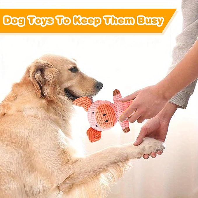 MRSOHRET 5 Pack Squeaky Dog Toys, Tough Stuffed Plush Puppy Tough Chew Toys, Durable Plush Animal Dog Toy for Large Small Medium Dogs to Keep Them Busy
