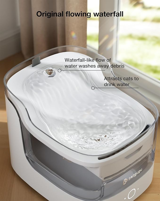 Cat Water Fountain 2L Automatic Pet Water Dispenser for Cats and Dogs 8-Layer cat Fountain Filter 2.4G WiFi Food-Grade Material Ultra-Quiet(PF1L)