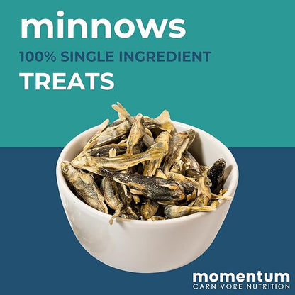 Momentum Carnivore Nutrition Freeze-Dried Minnows Dog Treats & Cat Treats – Single-Ingredient, High-Protein, Grain-Free, Natural Whole-Fish Treat – Made in USA – 2 oz Bag