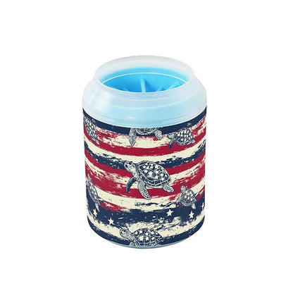 Dog Paw Cleaner Cups for Dogs Pets Foot Washer Paw Scrubber for Medium Small Cats Dogs Cleaning Cup Sea Turtles and Flag