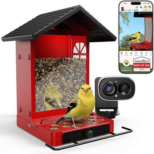 Richbird Smart Bird Feeder with Camera, Free AI Bird Identifier & Live HD View, Exclusive Vertical Mode, All-Metal Squirrel-Resistant Body, Solar Night Light - A Great Gift for BirdLovers