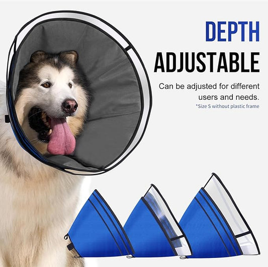 Soft Dog Cone for Dogs After Surgery, Breathable Pet Recovery Collar for Large Medium Small Dogs and Cats, Adjustable Dog Cone Collar, Elizabethan Collar (Blue, XXL(Neck 20“-24”))