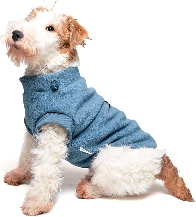 Small Dog Sweater, Fleece Sweater with D-Ring, Perfect for Chihuahua & Yorkie, Warm & Lightweight, Easy to Slip On (Blue-Grey L)