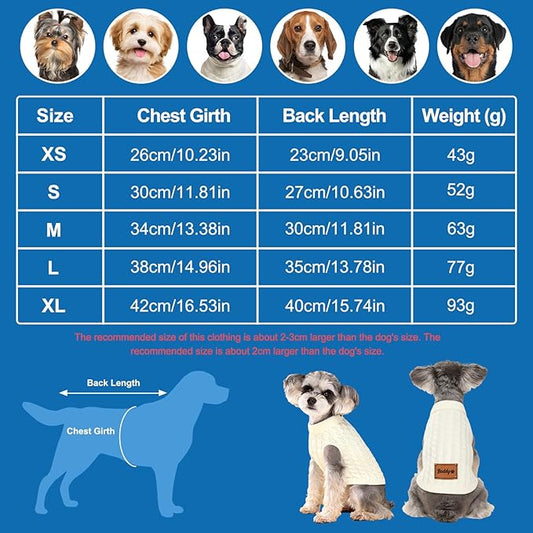 Personalized Small Dog Sweater with Leater Name Tag, Custom Christmas Dogs Sweater Gifts for Puppy Medium Large Dog, Winter Dog Clothes for Dogs Cats Xmas Gifts