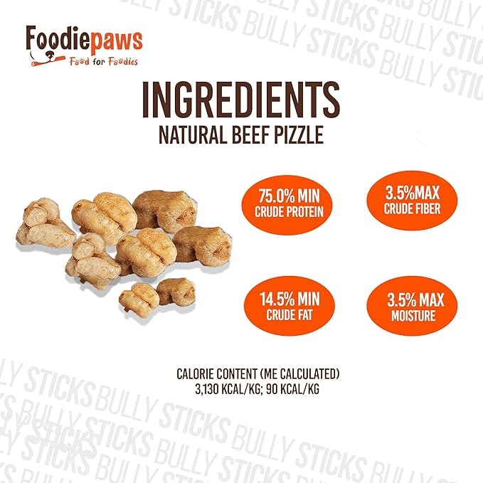 FOODIEPAWS Bully Pop, 8 oz – All-Natural, High Protein Chews for Dogs – Fully Digestible & Grain-Free – Supports Dental Health & Chewing Satisfaction