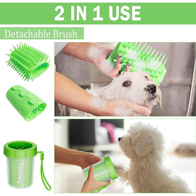 Dog Paw Cleaner for Small Dogs (with 3 Absorbent Towels), Dog Paw Washer, Paw Buddy Muddy Paw Cleaner, Pet Foot Cleaner (Small, Green)