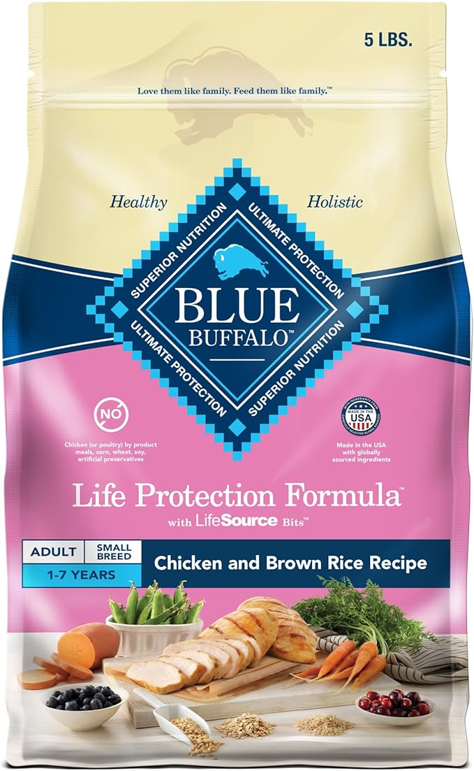 Blue Buffalo Life Protection Formula Natural Adult Small Breed Dry Dog Food, Chicken and Brown Rice 5-lb Trial Size Bag