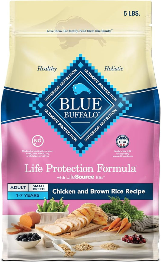 Blue Buffalo Life Protection Formula Natural Adult Small Breed Dry Dog Food, Chicken and Brown Rice 5-lb Trial Size Bag