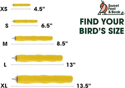 Sweet Feet and Beak Comfort Grip Safety Perch for Bird Cages - Pedicure Perch for Birds to Keep Nails and Beaks in Top Condition - Safe Easy to Install Bird Cage Accessories - M 8.5"