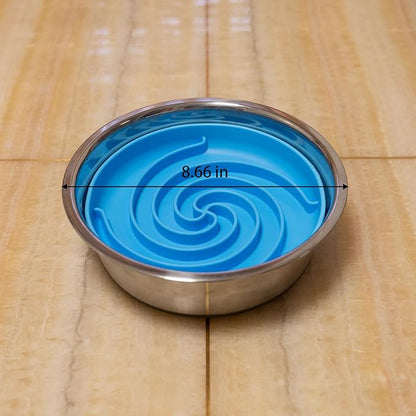 Slow Feeder Dog Bowls, Dishwasher Microwave Safe Silicone Puppy Puzzle Bowl with Non-Slip Design for Eating (Sky Blue)