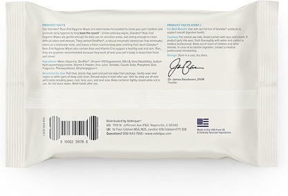 Vetnique Glandex Dog Wipes for Pets Cleansing & Deodorizing Anal Gland Hygienic Dog & Cat Wipes with Vitamin E, Skin Conditioners and Aloe Labs (100ct)