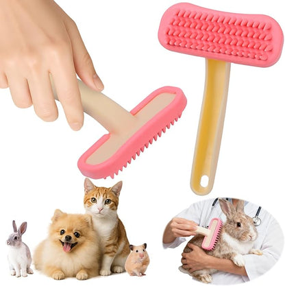 Bunny Brush, Soft Silicone Small Animal Brush, Short Hair Dog Brush - Removes Loose Fur, Detangles & Massages for Rabbits, Chinchillas, Kittens & Puppies During Shedding Season or Bath Time
