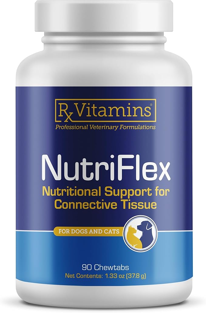 Rx Vitamins NutriFlex for Cats & Dogs - Glucosamine for Dogs Hip and Joint Supplement - with Bovine Collagen and Chondroitin - Joint Pain Relief & Anti Inflammatory - Beef Liver (90 Chews)