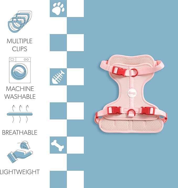 HNS1002G Arlo Medium Adjustable Soft Padded No Pull Pet Harness with 3 Buckles and 3 Leash Clips, Paloma
