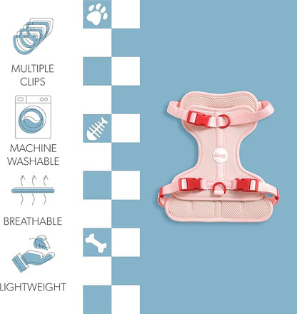 HNS1002G Arlo Medium Adjustable Soft Padded No Pull Pet Harness with 3 Buckles and 3 Leash Clips, Paloma