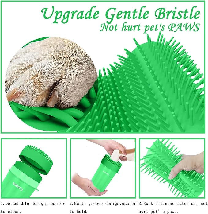 Dog Paw Cleaner & Washer for Large/Extra Large Breeds - Muddy Paws Easy Cleaning Cup for Big Dogs - Includes 3 Absorbent Towels(Green)